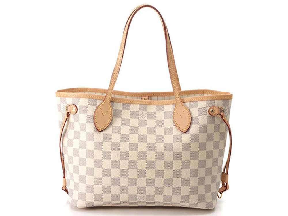 LOUIS VUITTON Neverfull Tote Bag Damier Azur White